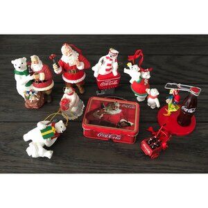 Coca Cola Ornament Lot 9 Pieces Polar Bear Coda Christmas Decor